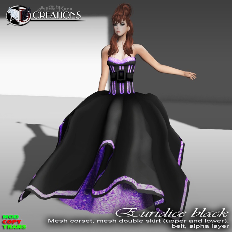 Euridice black and purple mesh dress